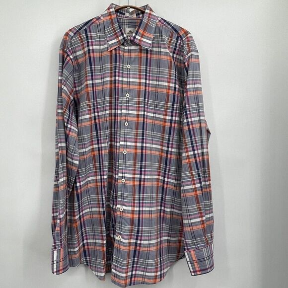 Peter Millar Multicolor Plaid Collared Long Sleeve Button-Up Shirt Large - Picture 1 of 6